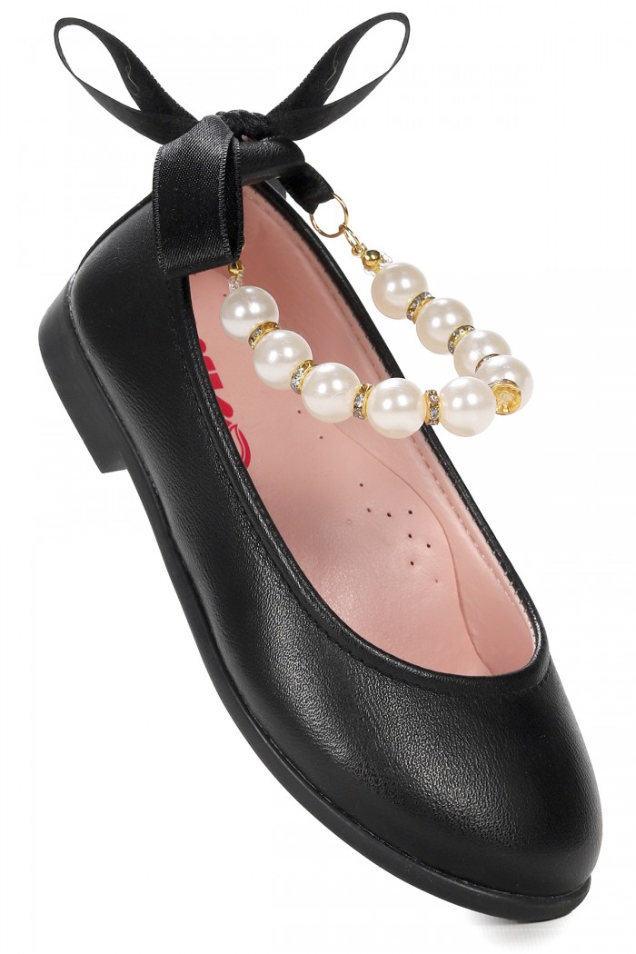 KİKO KİDS CİLT İNCİLLİ LASTİKLİ KIZ ÇOCUK BABET AYAKKABI ARÇ 01