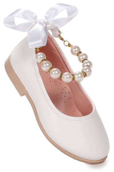 KİKO KİDS CİLT İNCİLLİ LASTİKLİ KIZ ÇOCUK BABET AYAKKABI ARÇ 01