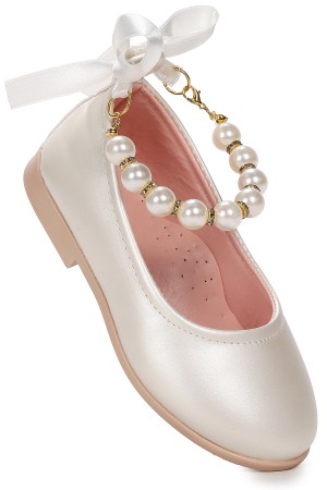 KİKO KİDS CİLT İNCİLLİ LASTİKLİ KIZ ÇOCUK BABET AYAKKABI ARÇ 01