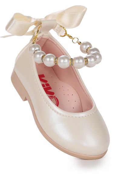 KİKO KİDS BLANCH RUGAN İNCİLİ LASTİKLİ KIZ BEBEK BABET AYAKKABI