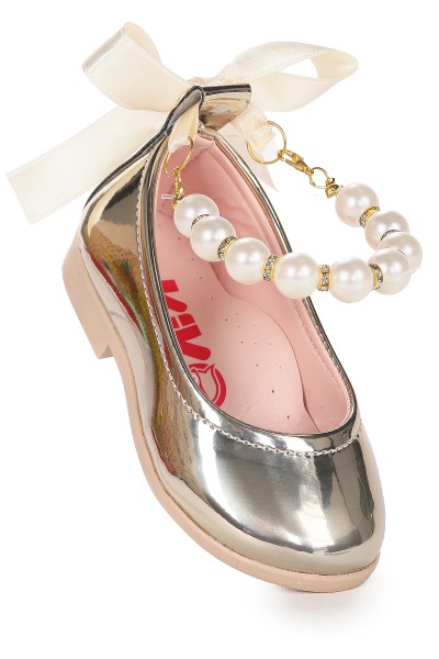 KİKO KİDS BLANCH AYNA İNCİLİ LASTİKLİ KIZ BEBEK BABET AYAKKABI