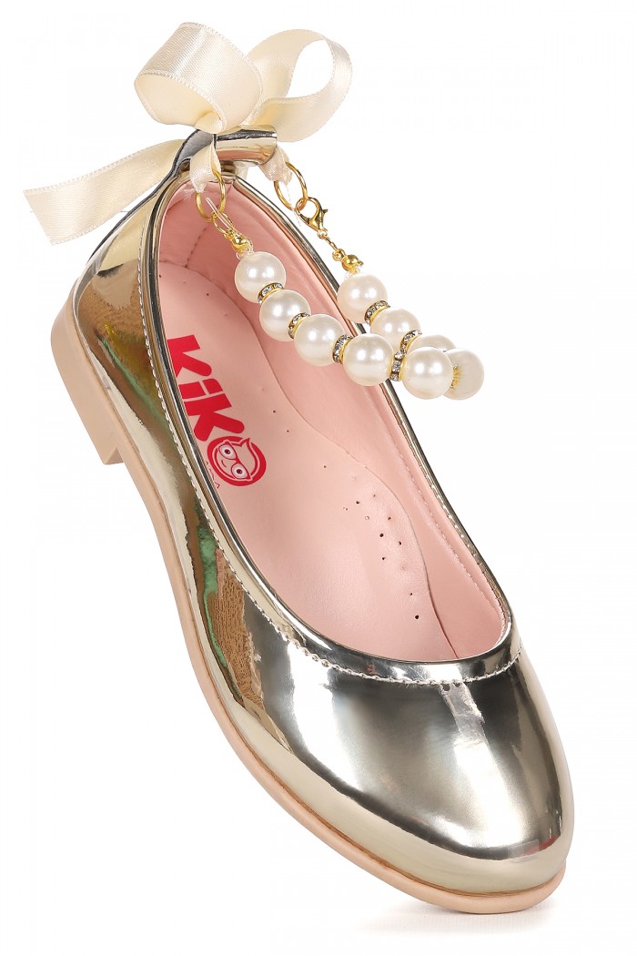 KİKO KİDS BLANCH AYNA İNCİLİ LASTİKLİ KIZ ÇOCUK BABET AYAKKABI